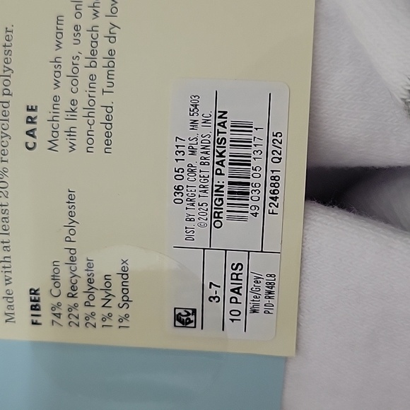 Cat & Jack Boys White and Gray Crew and Low-Cut Socks 2 Pack Of 10 - Picture 2 of 7